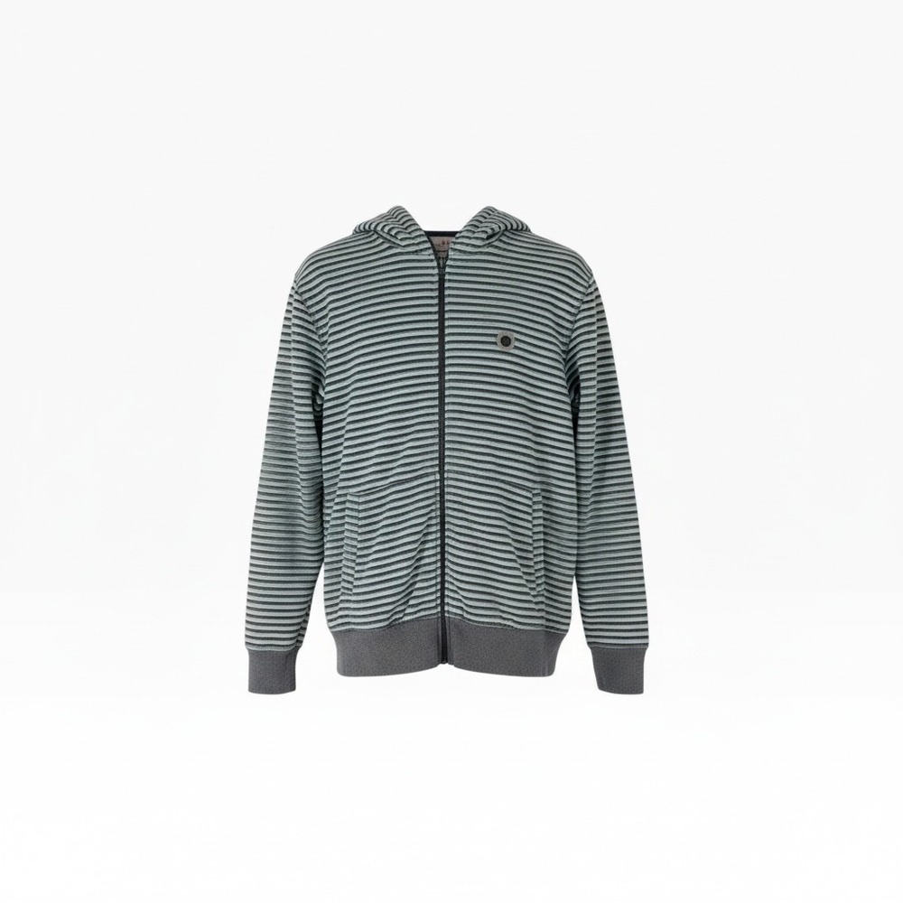 Lululemon West Coast Hoodie SE Men's Size M Striped Full Zip Heavy Fleece Grey